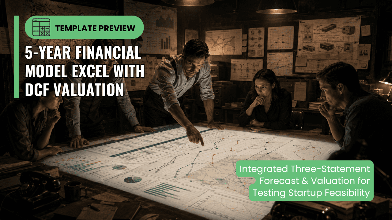 Startup Financial Model Excel — 5-Year Forecast & DCF Analysis with Integrated 3-Statements