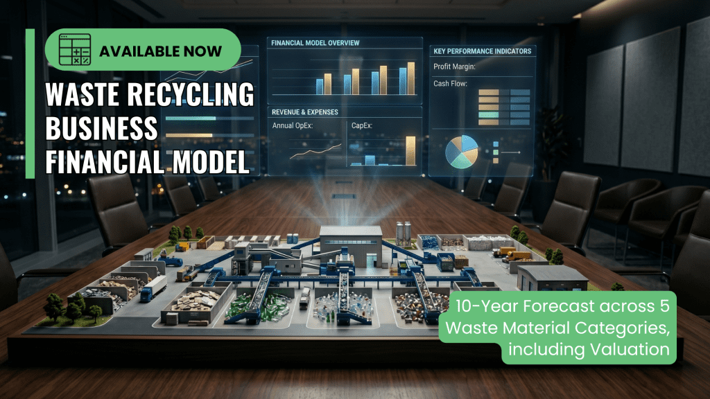 Recycling business financial model Excel template with 10-year forecast and valuation